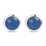 Blue Enamel Round Silver Stud Earrings, e423st